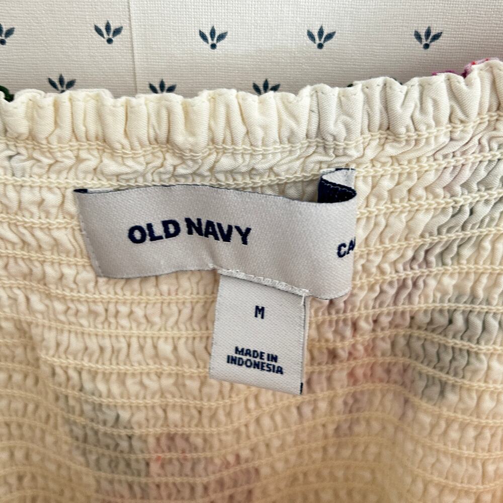 Old Navy Smock Slip Babydoll Floral Dress M Travel Resort Cruise 90s Y2K - Picture 3 of 4